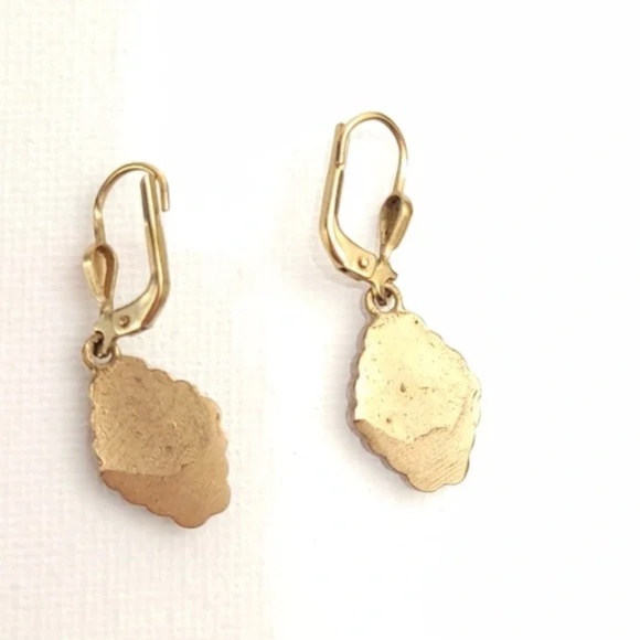 Vintage Gold Tone Earrings with Brown Accent Stones - Picture 4 of 5